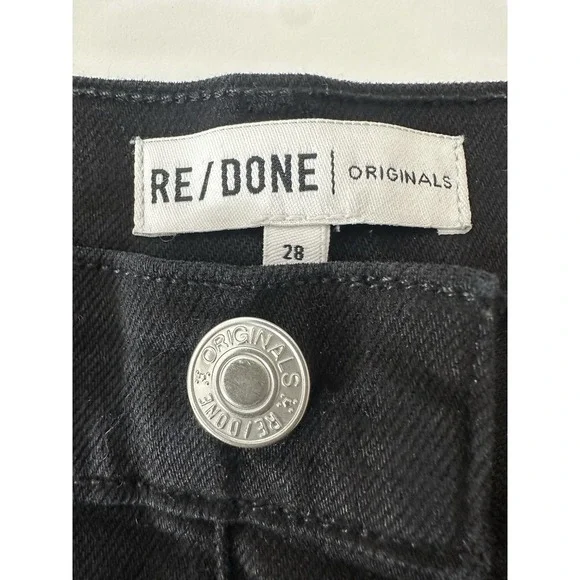 RE/DONE Jeans Womens 28 Black Originals High Rise Ankle Crop Button Fly Grunge - Picture 4 of 9